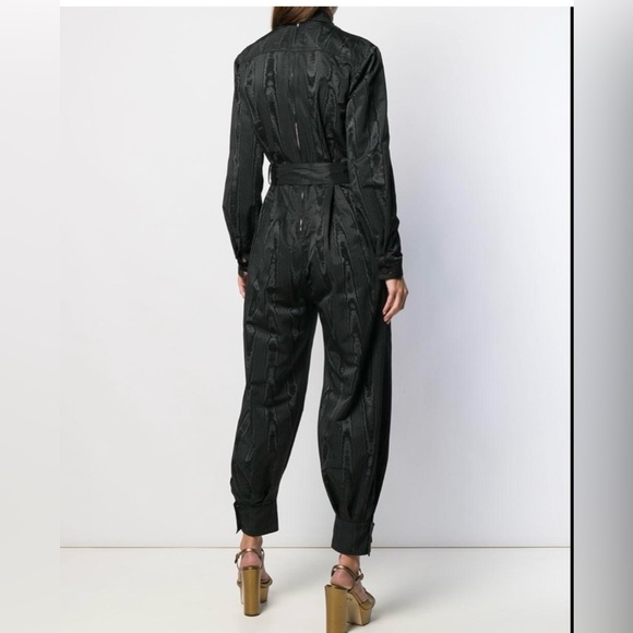 NWOT Gucci Mock Neck Belted Moire Jumpsuit Romper Black Size 36/XS - Picture 5 of 12